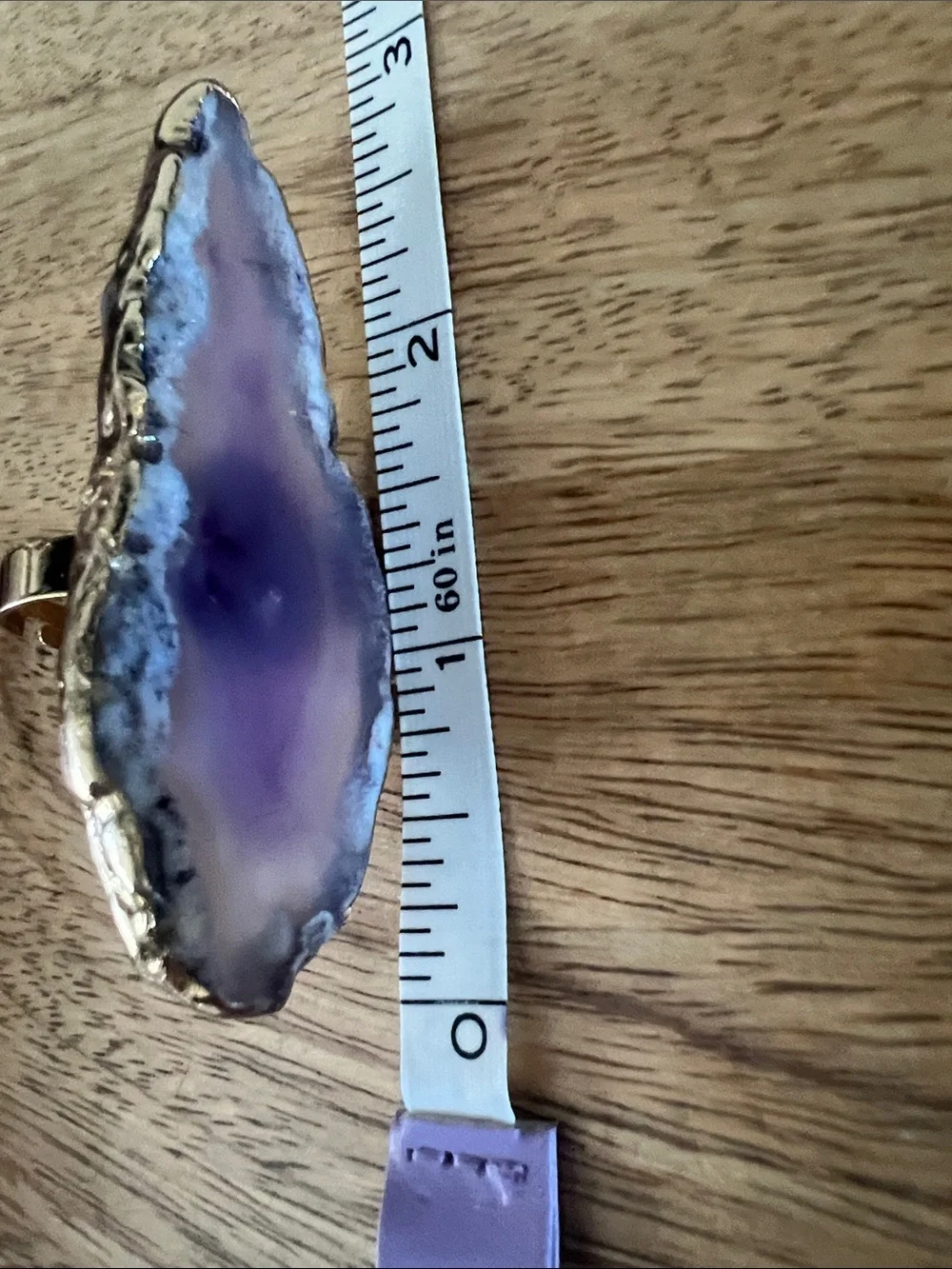 Statement Ring Purple Agate with Gold Edge